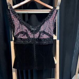 Bettina Liano Black and Red Plaid Corset